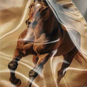 Chestnut Western Running Horse Satin Scarf Bandana 35” Square Cowgirl Style